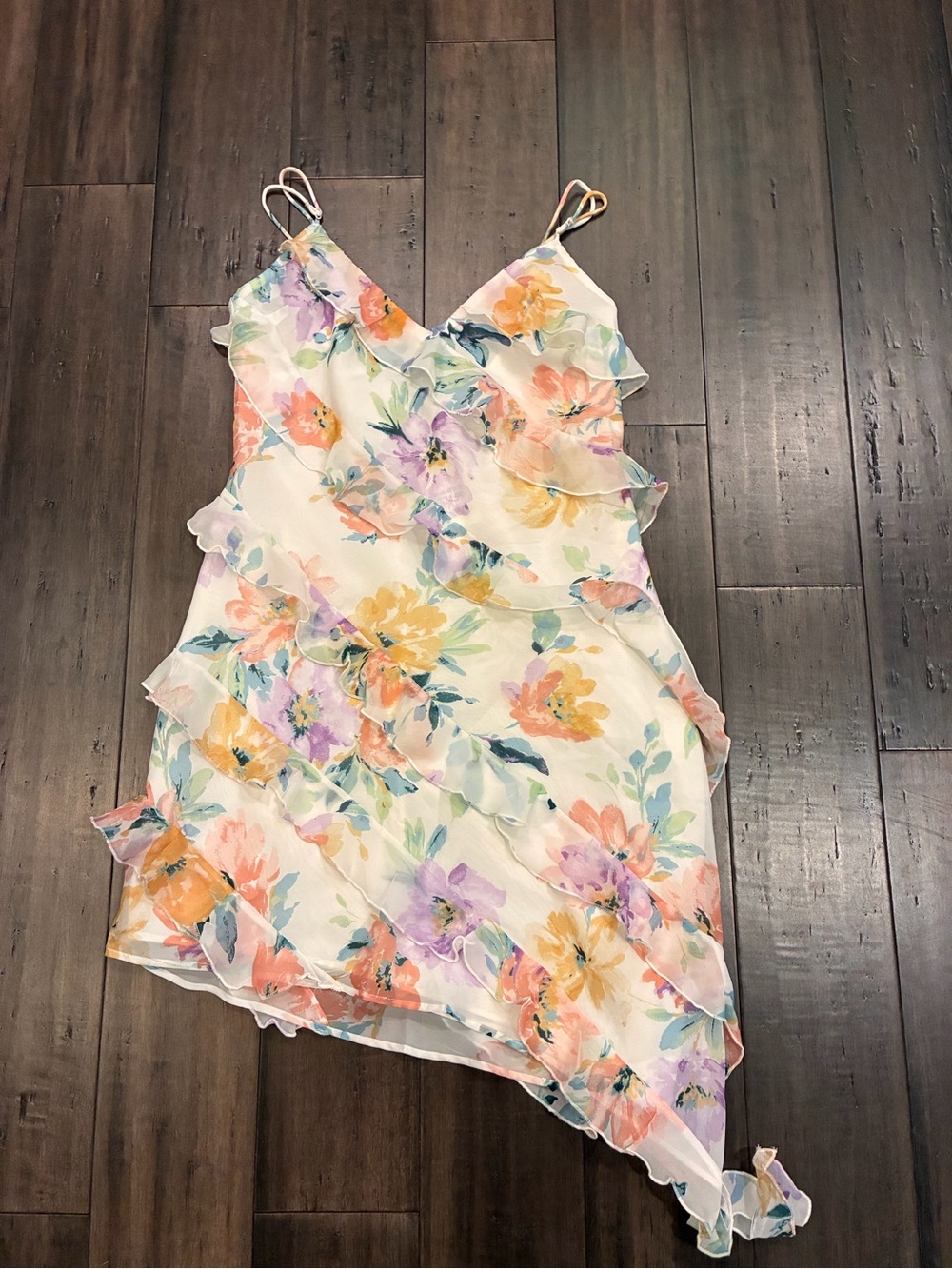 Abercrombie & Fitch Floral Ruffled Asymmetrical Slip Dress NWT small